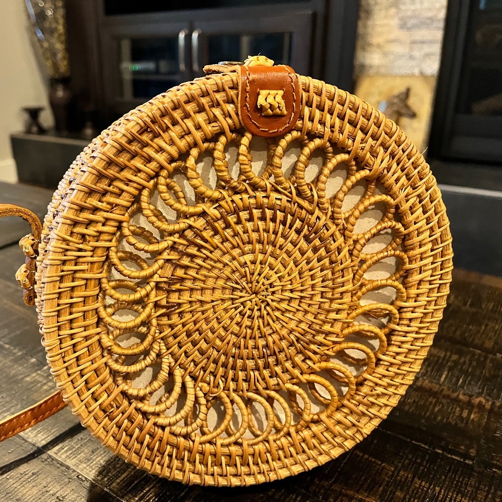 Rattan crossbody purse